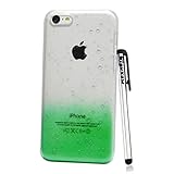 iPhone 5C Case, Clear Green Gradient 3D Water Drop