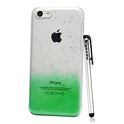 iPhone 5C Case, Clear Green Gradient 3D Water Drop