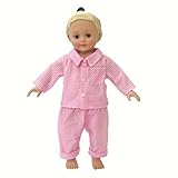 Mingao 16 Inches High Simulation Baby Doll's Clothes Two-piece Pink Checked Pajamas