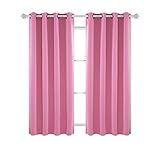Deconovo Home Decorative Blackout Curtains Panels Room Darkening Curtains Grommet Curtains for Girls Room 52W x 63L Inch Pink 1 Pair