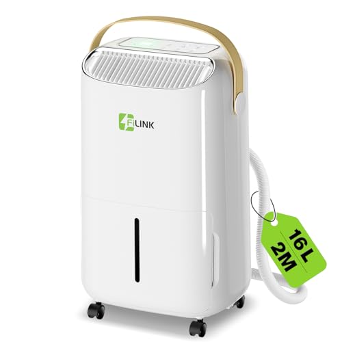 16L/Day Air Dehumidifier, Electric Dehumidifier, 24H Timer, Child Lock, Anti-Overflow Protection, 110m³ (45 m²), for Home, Apartment, Bathroom, Cellar