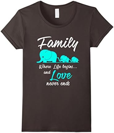 Womens Family Love Elephant T Shirt Where love never ends Tee XL Asphalt