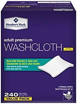 Adult Care Personal Washcloths Wipes 240 ct Extra Large 12 x 8 Size w/ Lotion