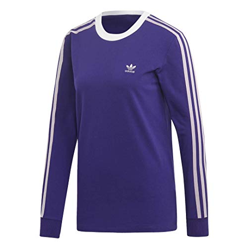adidas Originals Women's 3-Stripes Long-Sleeve Tee, collegiate purple, Large