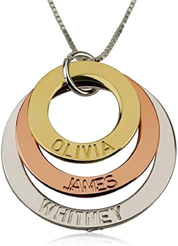 Personalized Custom Three Tone Ring Engraved Mother Necklace Jewelry (20)