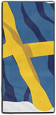Sweden Flag Waving Super Absorbent Microfiber Hair Towel Sports Towel Gym Towel Fast Drying