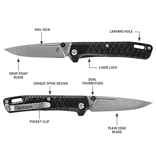 Gerber Gear Zilch Folding Pocket Knife, 3.1 Inch Plain Edge Blade