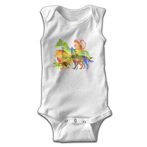 Michael Conti Watercolor Painting Horse Monkey Sleeveless Baby Romper Newborn Kids Jumpsuit Clothes