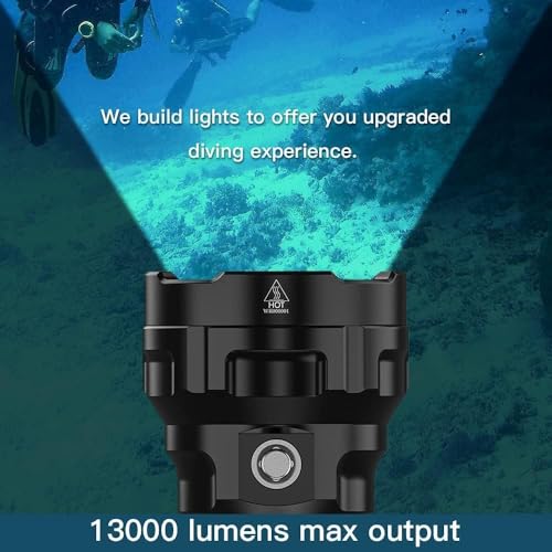 Wurkkos DL70 13000 Lumens 4 x XHP50.2 LED Diving Flashlight Super Bright Underwater Flashlight with 2 x 5000mAh Rechargeable Batteries and Charger