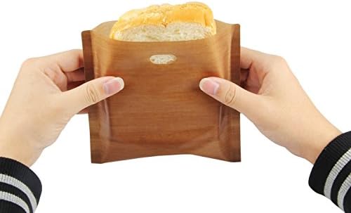 Toaster bags: reusable, non-stick, (6 PACK), durable, grill bags, grilled cheese bags, sandwich bag, easy to use, no mess, Teflon, FDA approved, grill parchment, baking parchment. (โSET Of 6โ).