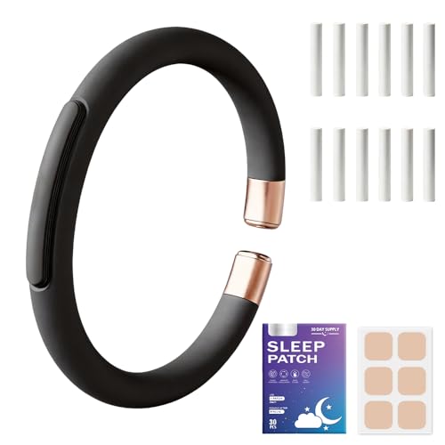 Mosquito Repellent Bracelet, SGZIOO Mosquito Bands with 6 Essential Oil Refills and 30pcs Sleep Patches, Insect Repellent Bracelet DEET-Free, Adjustable Natural Essential Oils (Black)