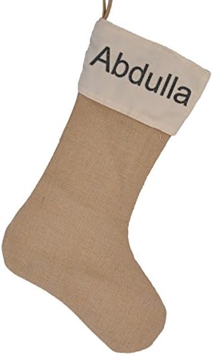 ZAloha Burlap Christmas Stockings Custom Name Abdulla Fireplace Decor Decoration