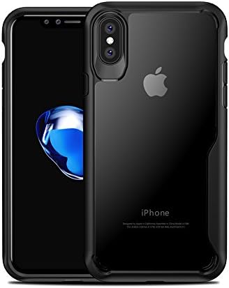 iPhone X Case, Transparent Clear Hybrid Shockproof Protective Bumper Hard TPU + PC Case Cover For iPhone X (Black)