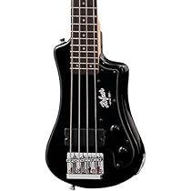 Hofner HCT-SHB-BK-O Shorty Electric Travel Bass Guitar with Gig Bag, Black
