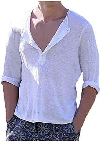 Big Sale! Fastbot Men's Summer Sleeve Shirt Solid Color V-Neck Loose Casual Thin T-Shirt