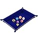 SIQUK Double Sided Dice Tray, Folding Rectangle PU Leather and Dark Blue Velvet Dice Holder