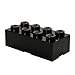 LEGO Storage Brick 8 - studs BLACK - Stackable Plastic Storage Box with Lid for Kids and Adults, Ideal Desk Organizer and Toy Box - 12.1L Capacity