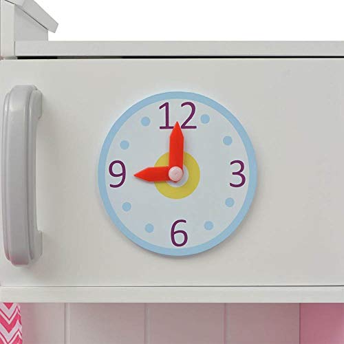 Spielzeugküche Spielküche Kinderküche Rosa 82x30x100cm Happy Kitchen Holzküche inkl. Kochfeld mit Mikrowelle Backofen… – Bild 5