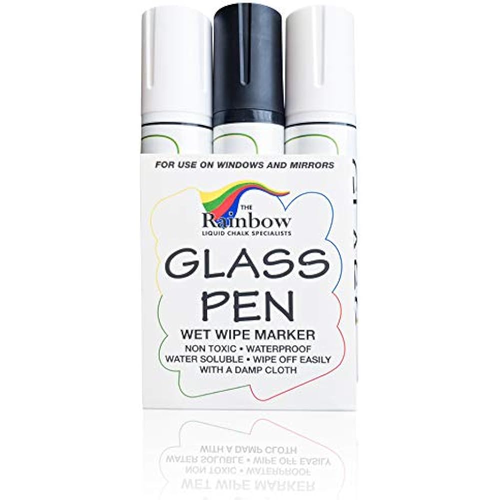 Glass Pen Markers Large Black White 3 Pack WIDE Write On Windows, Mirrors, eBay