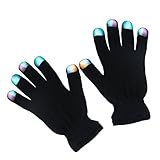 Badalink LED Gloves Light Up Gloves 3 Colors 6 Modes Light Show Flashing Finger Rave Gloves for Clubbing Christmas Party Dance