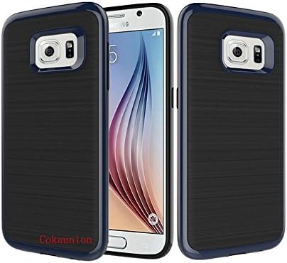 S7 Case,Galaxy S7 Case,CokaunionNew Arrivals [Slim Fit] [Shock Absorption] [Impact Resistant] [Lighterght] Brushed Metal Texture Hybrid Dual Layer Slim Protector Cover for Galaxy S7 (Navy Blue )