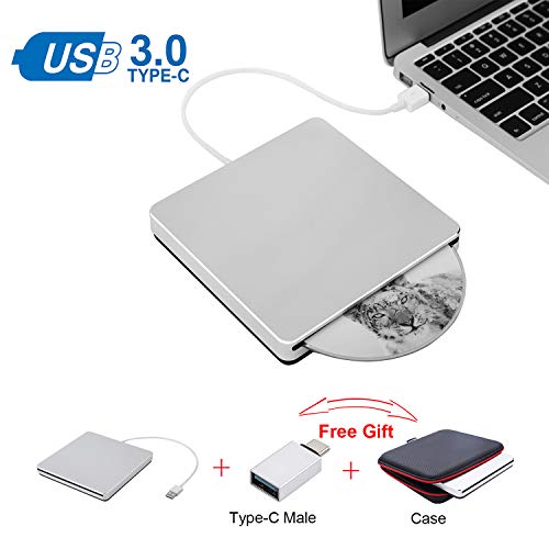 External USB 3.0 Drive USB C CD DVD Drive Guamar Slim Portable External DVD CD Burner Writer Player Drive, High Speed Data Transfer Optical Drive Compatible with PC/Laptop/Windowsd/Mac