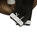 Full Shine Invisible Tape in Hair Extensions Human Hair Color 1B off Black Fading to 6 and 27 Honey Blonde Seamless Remy Hair Extensions 14 Inch Tape in Extensions Human Hair for Wedding 20PCS 50g