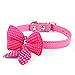 haoricu Pet Collars, Knit Bowknot Adjustable PU Leather Dog Puppy Necklace (Pink)