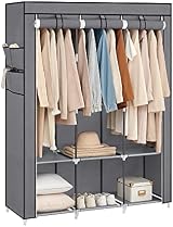 SONGMICS Clothes Wardrobe Portable Closet with Cover 130 x 45 x 167 cm 3 Rails view 10