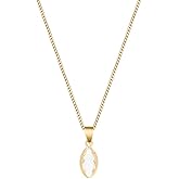 TALOKIGEMS Birthstone Necklace for women trendy 18k Gold Plated Stainless Steel Sparkling Cubic Zircon Leaf Type Necklace for Women, Dainty Minimalist Birthstone Jewelry Gift
