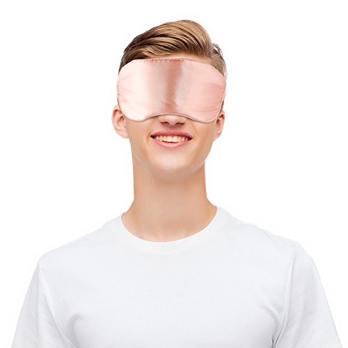 Jenleestar Natural Silk Sleep Eye Mask - 100% of the Blindfolded Sleep Mask, Soft Eye Cover Eyeshade for Night Sleeping, Travel, Nap - Best Night Blinder Eyeshade for Men Women (pink)