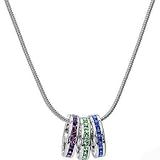 SA Birthstone Pendant Necklace - Custom Stackable Eternity Birthstone Pendants and Chains in Silver Finish