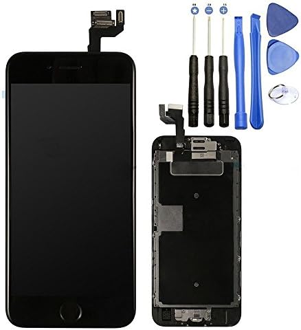 For iPhone 6s 4.7inch LCD Display Screen Touch Digitizer Full assembly Replacement with 3D Touch Panel, Home Button(Without Touch ID), Front Camera, Ear Speaker (Not For iPhone 6) (Black)
