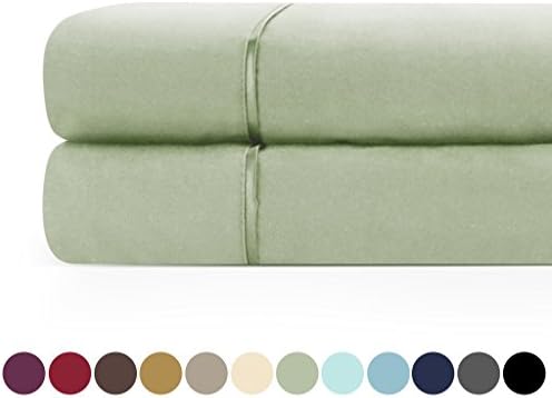 Zen Home Luxury Flat Sheet (2-Pack) - 1500 Series Luxury Brushed Microfiber w/ Bamboo Blend Treatment - Eco-Friendly and Wrinkle Resistant  - King - Olive
