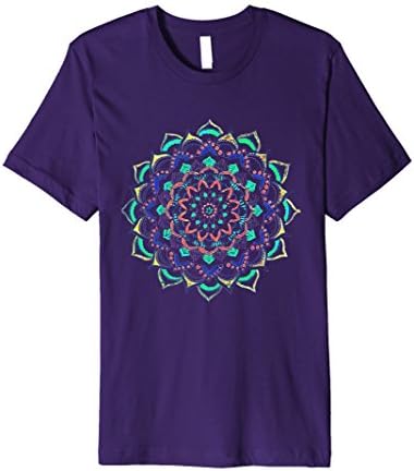 Mens MANDALA Flower Yoga T-shirt Small Purple