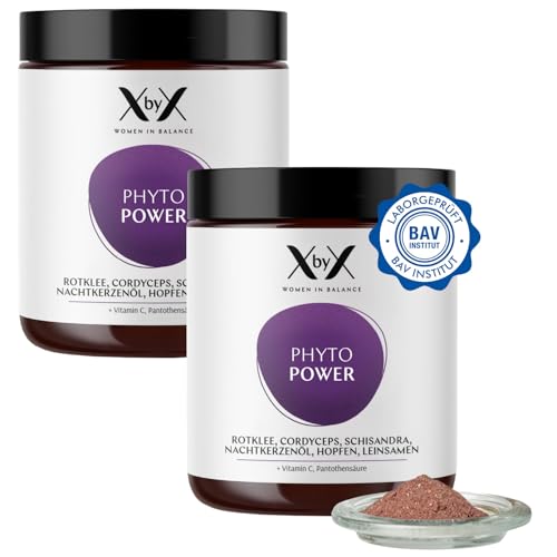 XbyX Phyto Power 2er Set 180 g | 90 Portionen | Hormonelle Unterstützung ab der Menopause | Hormonfrei | Ohne Soja | Mit Rotklee, Cordyceps, Schisandr