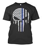 Thin Blue Line Skull Logo T-Shirt - 100% Cotton