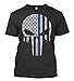 Thin Blue Line Skull Logo T-Shirt - 100% Cotton