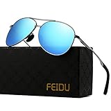 Polarized Aviator Sunglasses for Men - FEIDU Driving Sunglasses Unisex FD9002 (blue-9002, 2.28)