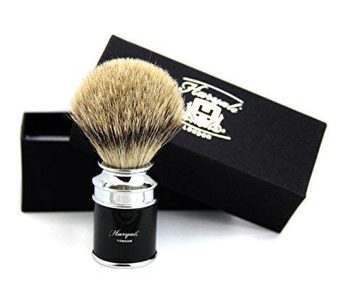 Haryali London, Mens Shaving Brush – Classic Black Badger Shaving Brush, Wet Shaving Grooming Tool, Luxury Men’s Shaving Brush with Resin Handle and Metal Base