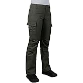 LAPG Women's Gear Stretch Tactical Pants, Low Rise, Slim Fit, 7-Pocket Durable Flex Cargo Outdoor, Hiking & Work Pants, OD Green, 14 Long