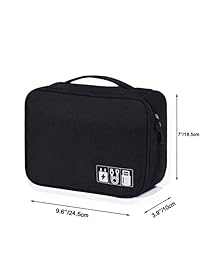 Bolsa organizadora de accesorios de electrónica de viaje, impermeable, con 3 separadores extraíbles, funda acolchada para cables, cargadores portátiles, adaptadores de electrónica