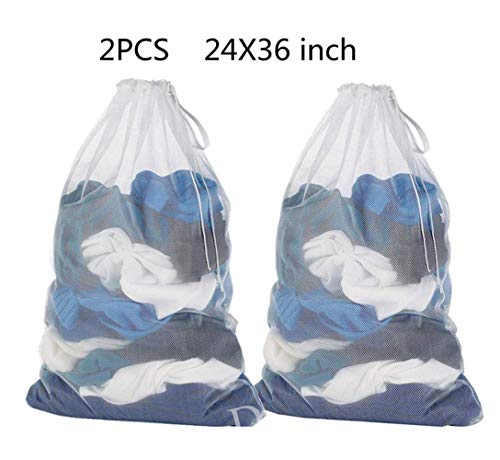 Extra Large Heavy Duty Mesh Laundry Bags Household Storage Bag Commercial Machine Washable Drawstring Netted Wash Laundry Liners for Colleage Dorms,Camp,Factory,Travels,2 Pack