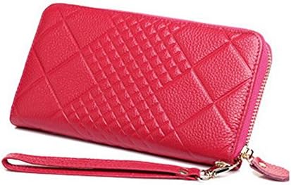 VL Large Luxury Women's Blocking Leather Wallet Zipper Ladies Clutch Purse Colorsize Medium mei Red