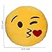 Wink Blow Heart Kiss Emoji Pillow 12.5 Inch Large Yellow Smiley Emoticon