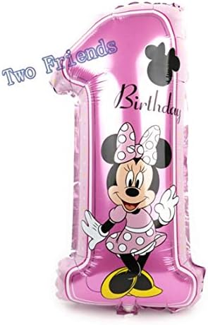 Party Theme Decoration - Mickey Minnie Number 1 Foil Balloons for Birthday 18 Inch (Minnie)