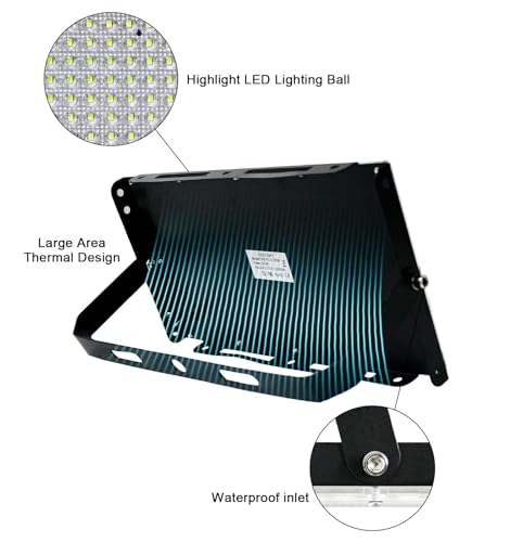 CREATESTAR Outdoor LED Spotlight, 100 W 2 Pieces Outdoor LED Spotlights Cool White Light, IP65 Waterproof Outdoor LED Headlight for Warehouse, Sports Field, Garden, Garage, Parking