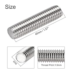 uxcell 10Pcs M10 x 40mm Fully Threaded Rod 304