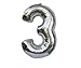 Babytree Numbers 0-9 Foil Birthday/Party Balloons (3), Silver, 40