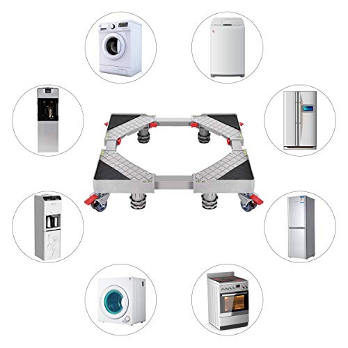 Furniture Dolly Roller Movable Base Size Adjustable with 8 Locking Rubber Swivel Wheels and 8 Feet, Pedestal Telescopic Base for Portable Washing Machine Refrigerator Washer Dryer